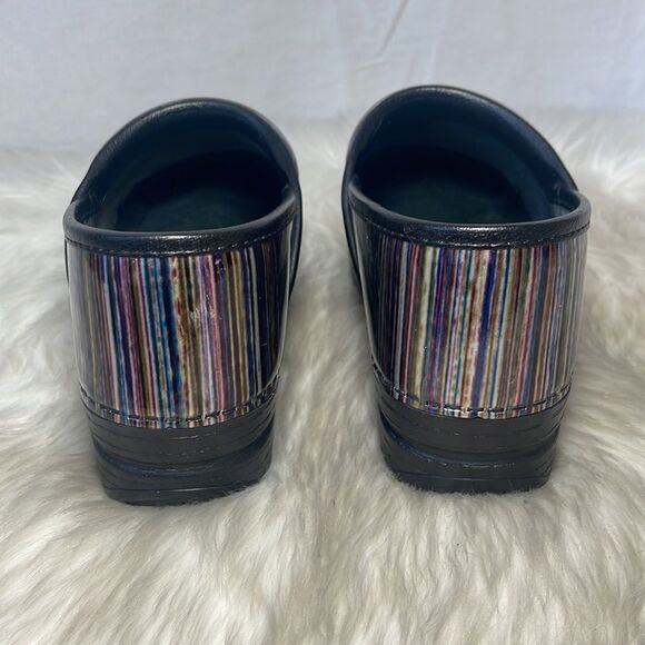Dansko Professional Multicolor Striped Patent Work Clogs Sz 37/US 6.5-7 - Picture 4 of 9